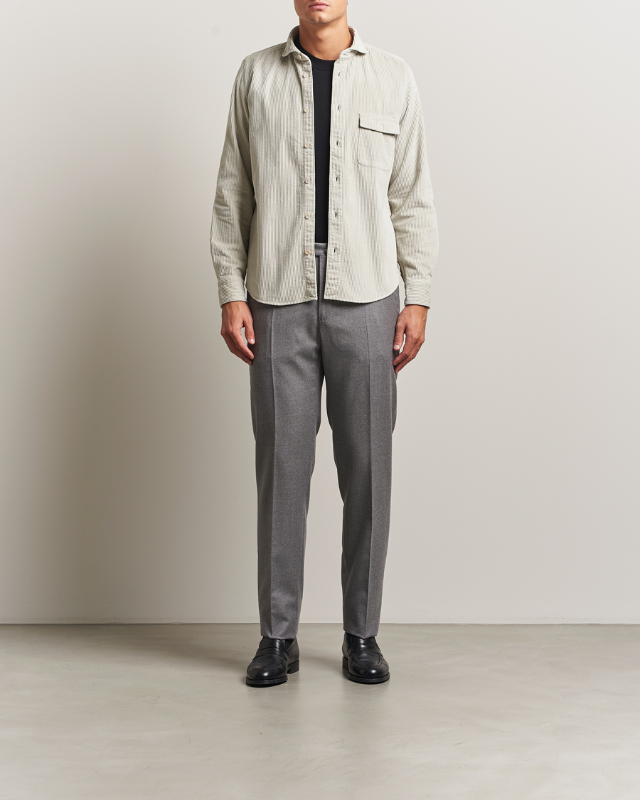 Herre | Skjorter | Finamore Napoli | Garment Dyed Corduroy Overshirt Beige