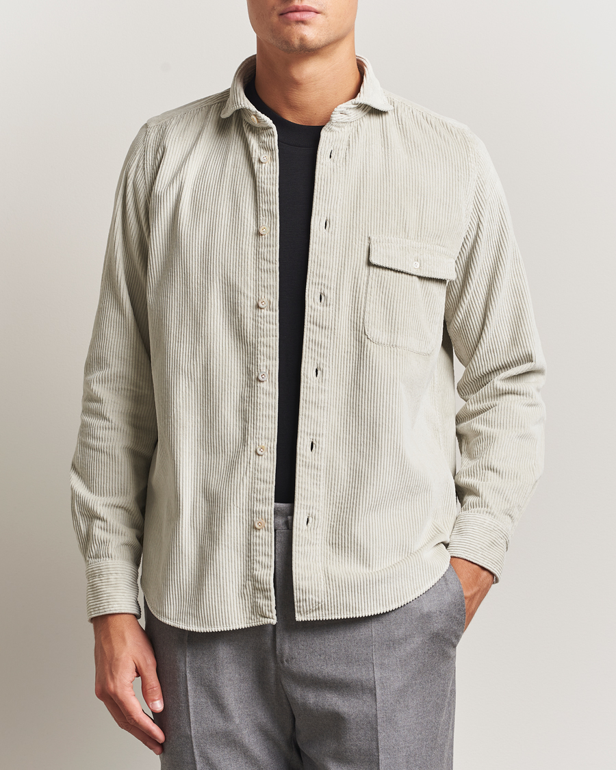 Herre | Skjorter | Finamore Napoli | Garment Dyed Corduroy Overshirt Beige
