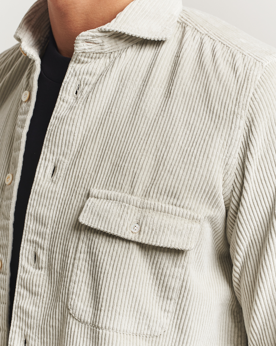 Herre | Skjorter | Finamore Napoli | Garment Dyed Corduroy Overshirt Beige
