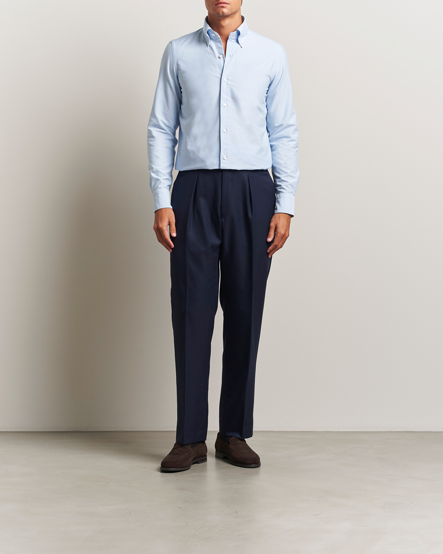 Herre | Skjorter | Finamore Napoli | Gaeta Oxford Button Down Shirt Light Blue