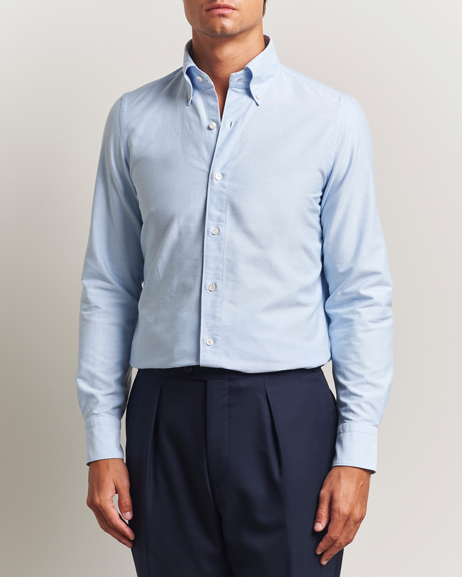 Herre | Skjorter | Finamore Napoli | Gaeta Oxford Button Down Shirt Light Blue