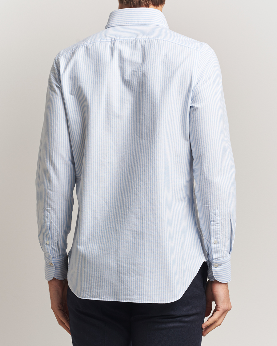Herre | Skjorter | Finamore Napoli | Gaeta Oxford Button Down Shirt Light Blue Stripe