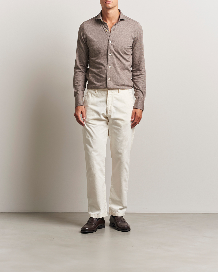 Herre | Skjorter | Finamore Napoli | Cotton/Cashmere Jersey Polo Beige