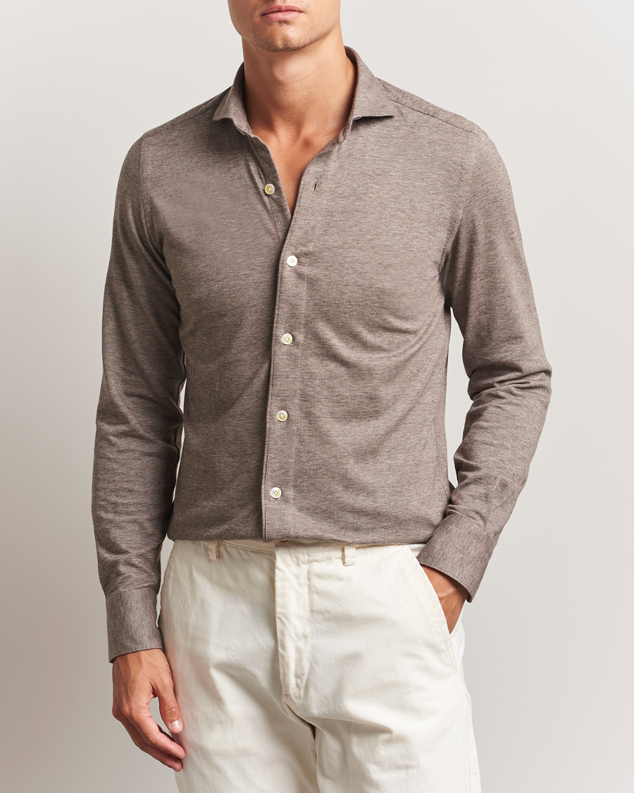 Herre | Skjorter | Finamore Napoli | Cotton/Cashmere Jersey Polo Beige