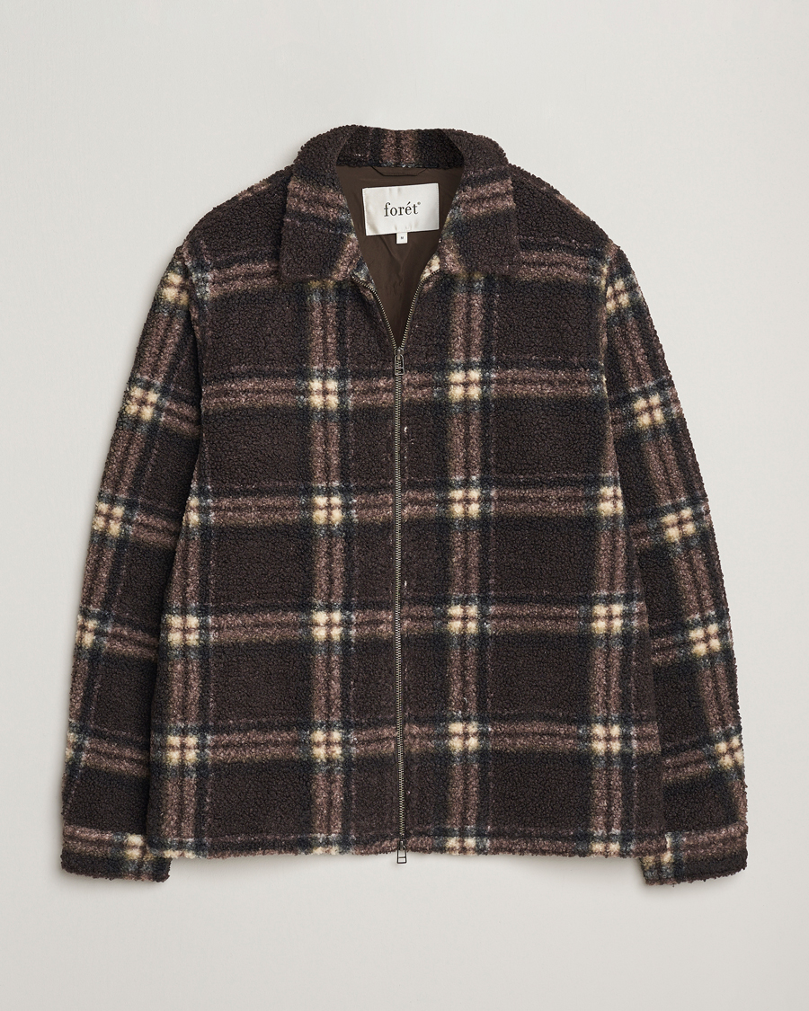Herre | Gensere | Forét | Cabin Check Zip Fleece Brown
