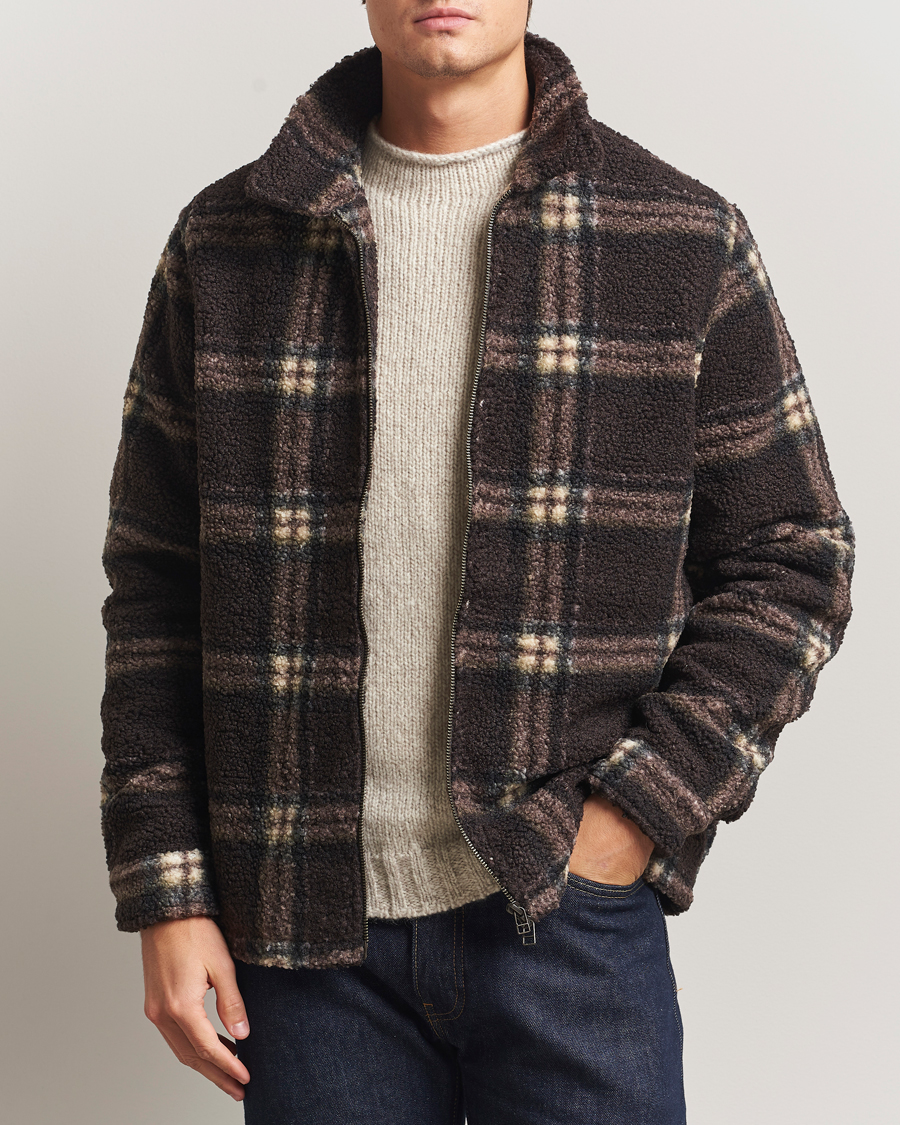 Herre | Gensere | Forét | Cabin Check Zip Fleece Brown