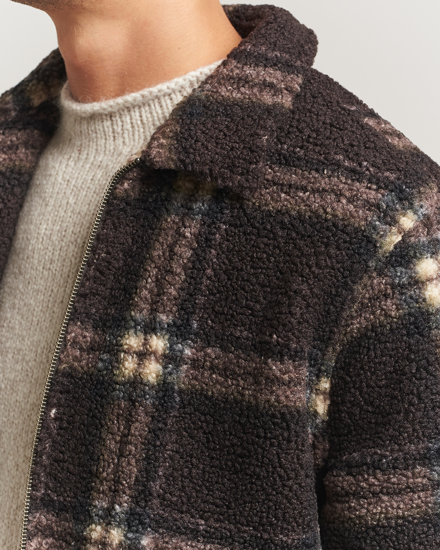 Herre | Gensere | Forét | Cabin Check Zip Fleece Brown