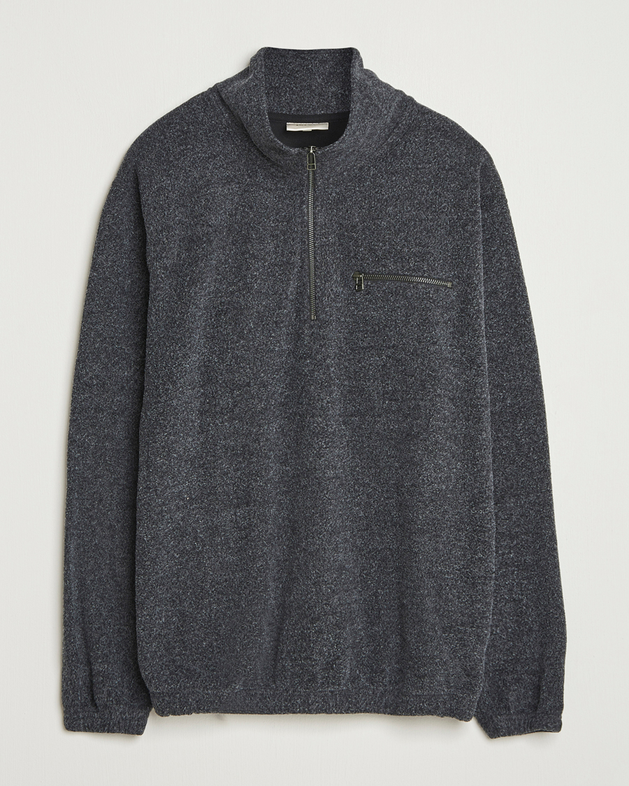 Herre | Gensere | Forét | Elm Half Zip Sweatshirt Dark Grey Melange