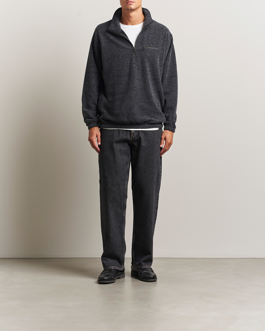 Herre | Gensere | Forét | Elm Half Zip Sweatshirt Dark Grey Melange