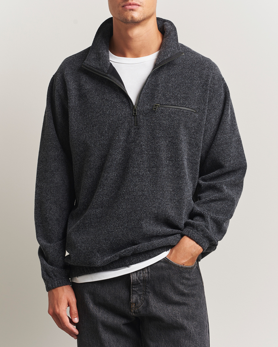 Herre | Gensere | Forét | Elm Half Zip Sweatshirt Dark Grey Melange