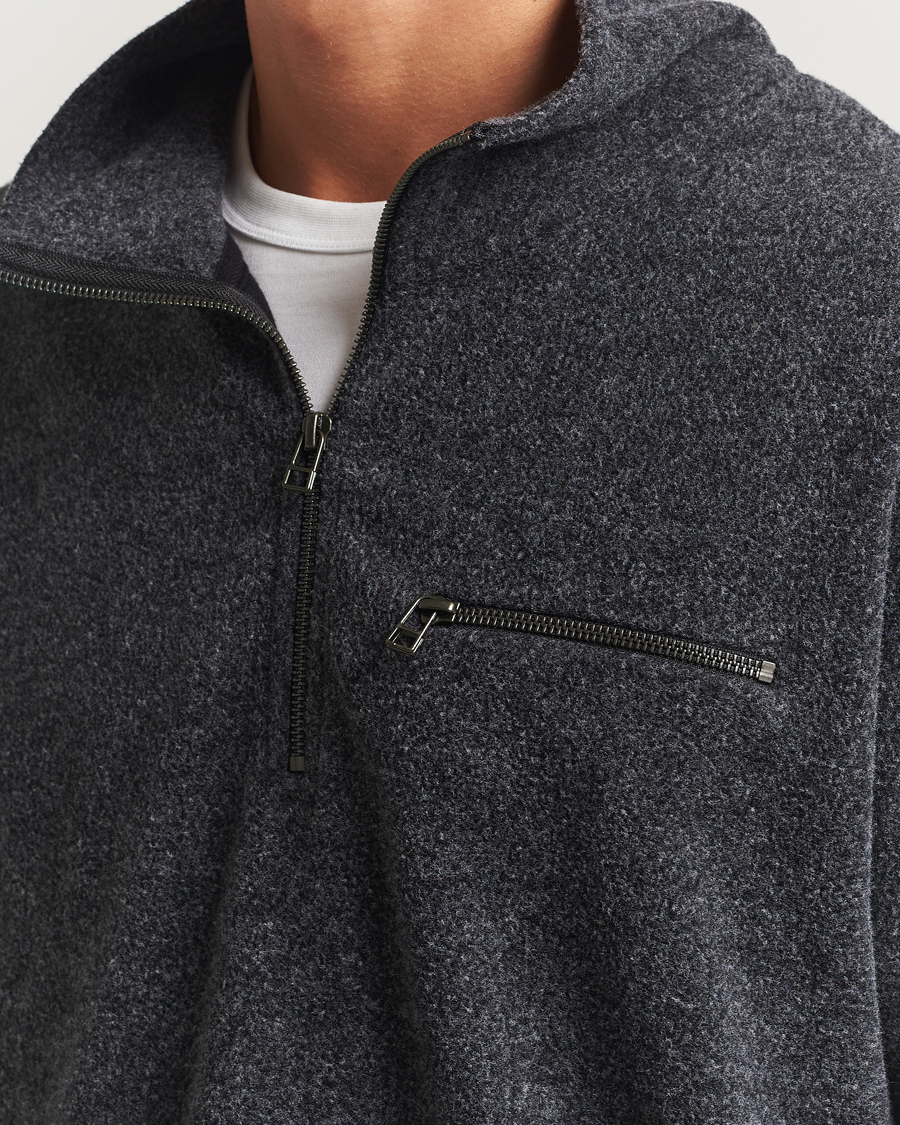 Herre | Gensere | Forét | Elm Half Zip Sweatshirt Dark Grey Melange