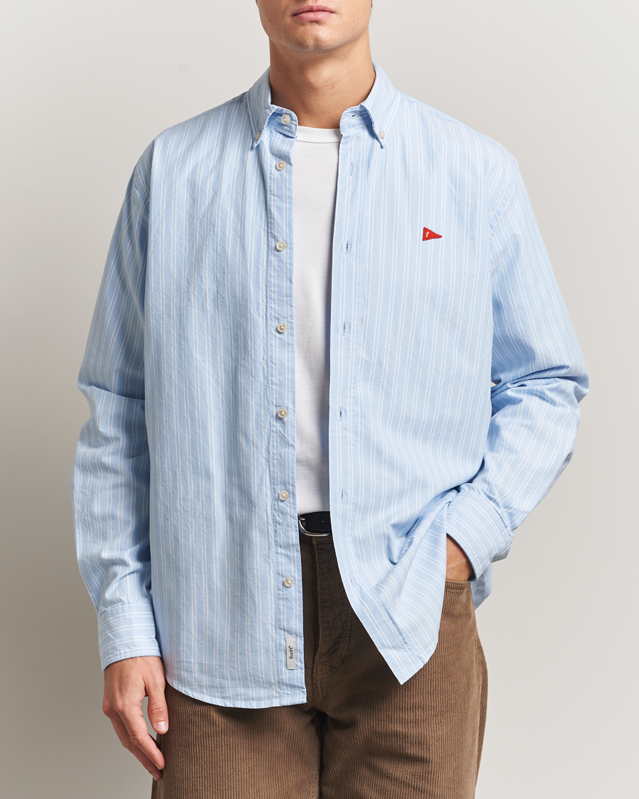 Herre | Skjorter | Forét | Flag Regular Fit Oxford Shirt Light Blue Stripe