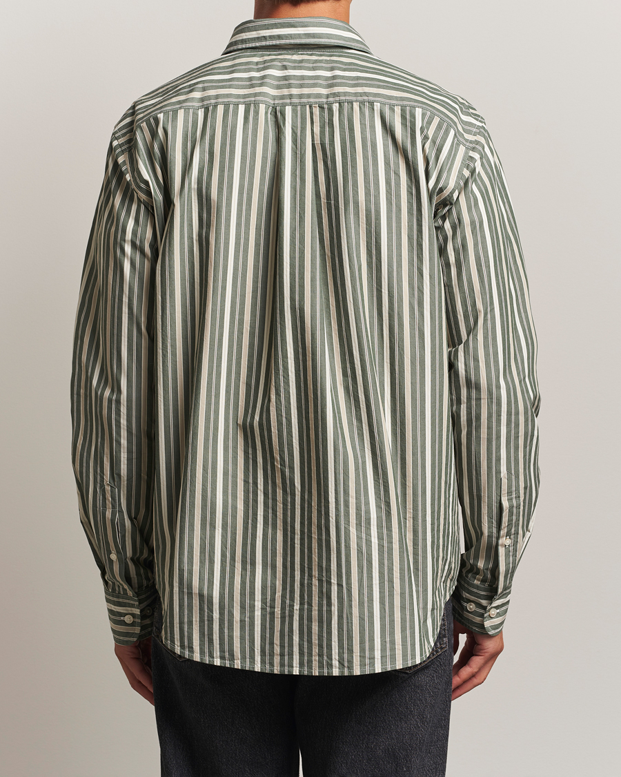 Herre | Skjorter | Forét | Maple Poplin Shirt Dark Green Stripe