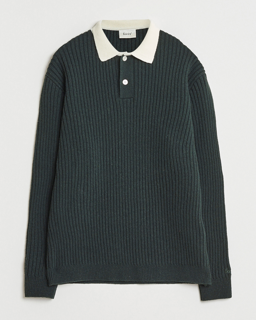 Herre | Gensere | Forét | Sow Rib Polo Knit Dark Green