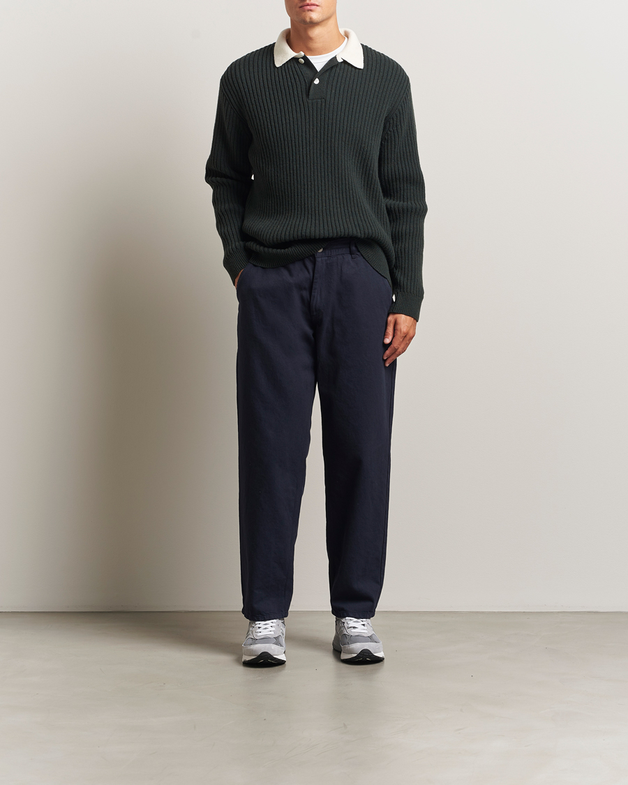 Herre | Gensere | Forét | Sow Rib Polo Knit Dark Green