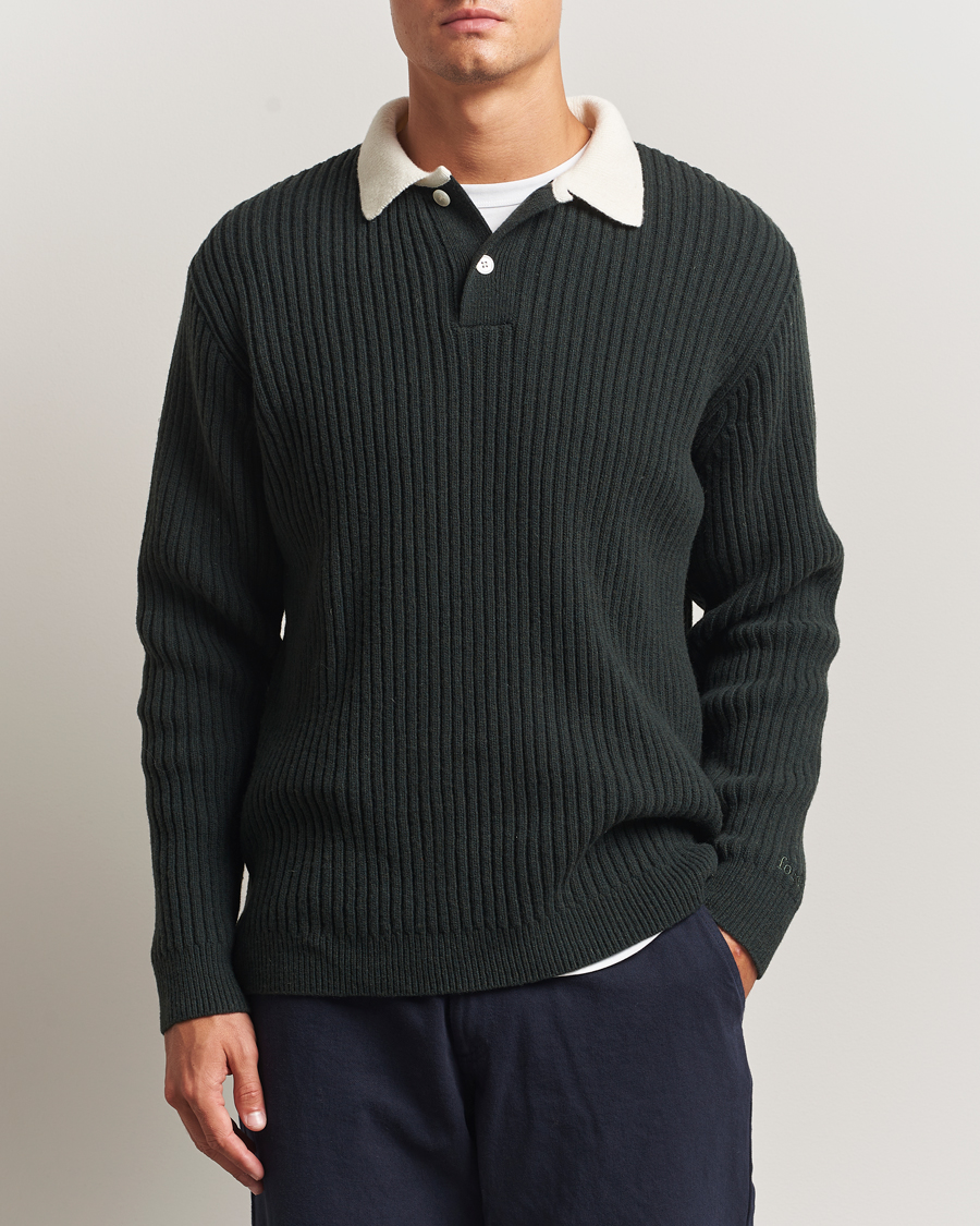 Herre | Gensere | Forét | Sow Rib Polo Knit Dark Green