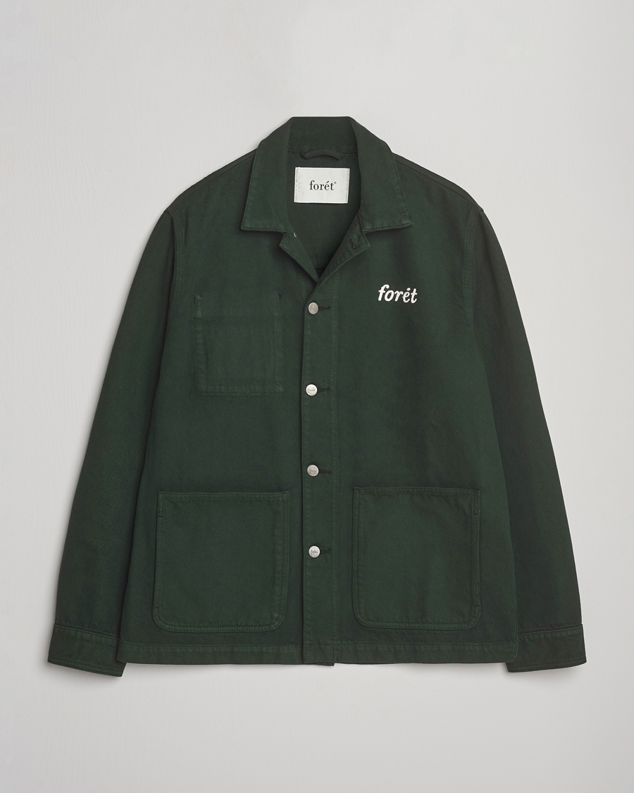 Herre | Skjorter | Forét | Wood Twill Overshirt Dark Green
