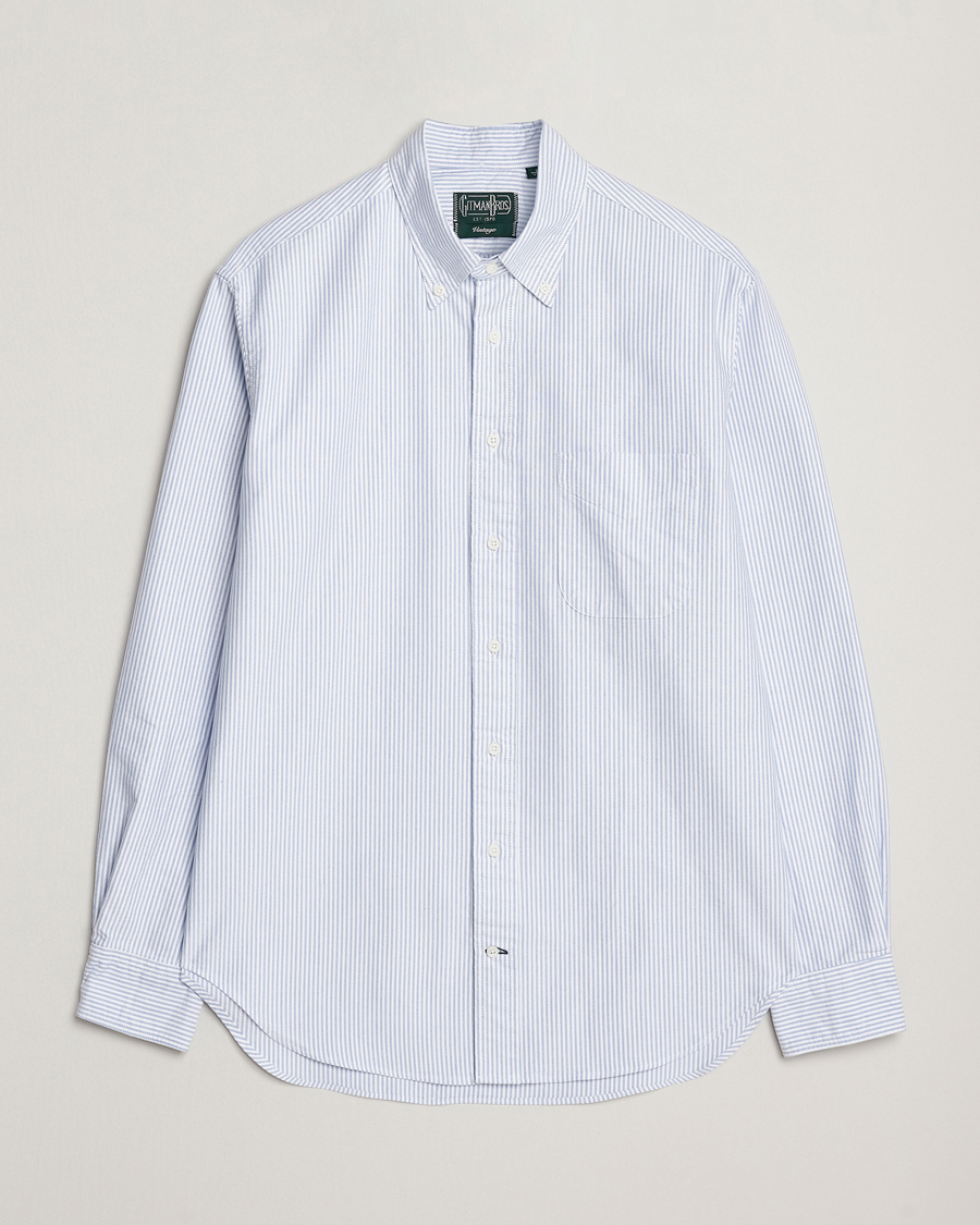 Herre | Skjorter | Gitman Vintage | Oxford Button Down Shirt Light Blue Stripe