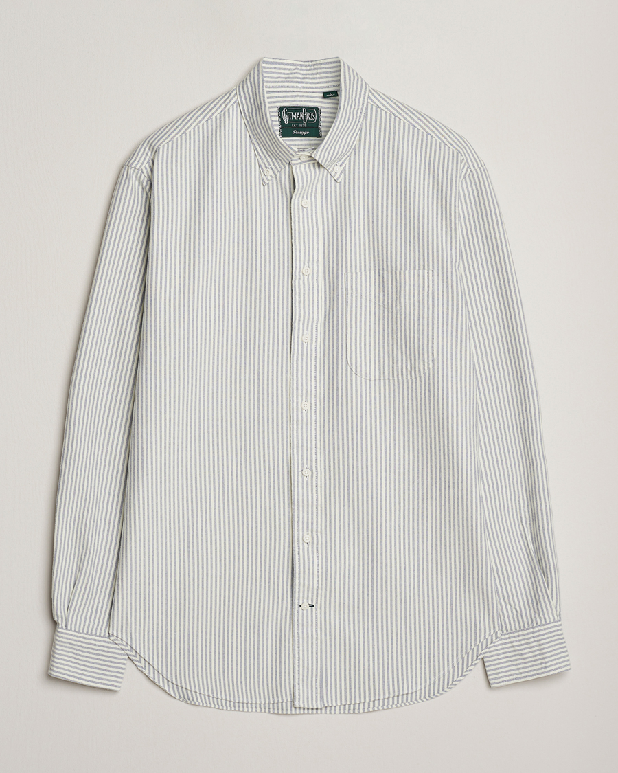 Herre | Skjorter | Gitman Vintage | Brushed Oxford Button Down Shirt Blue Stripe