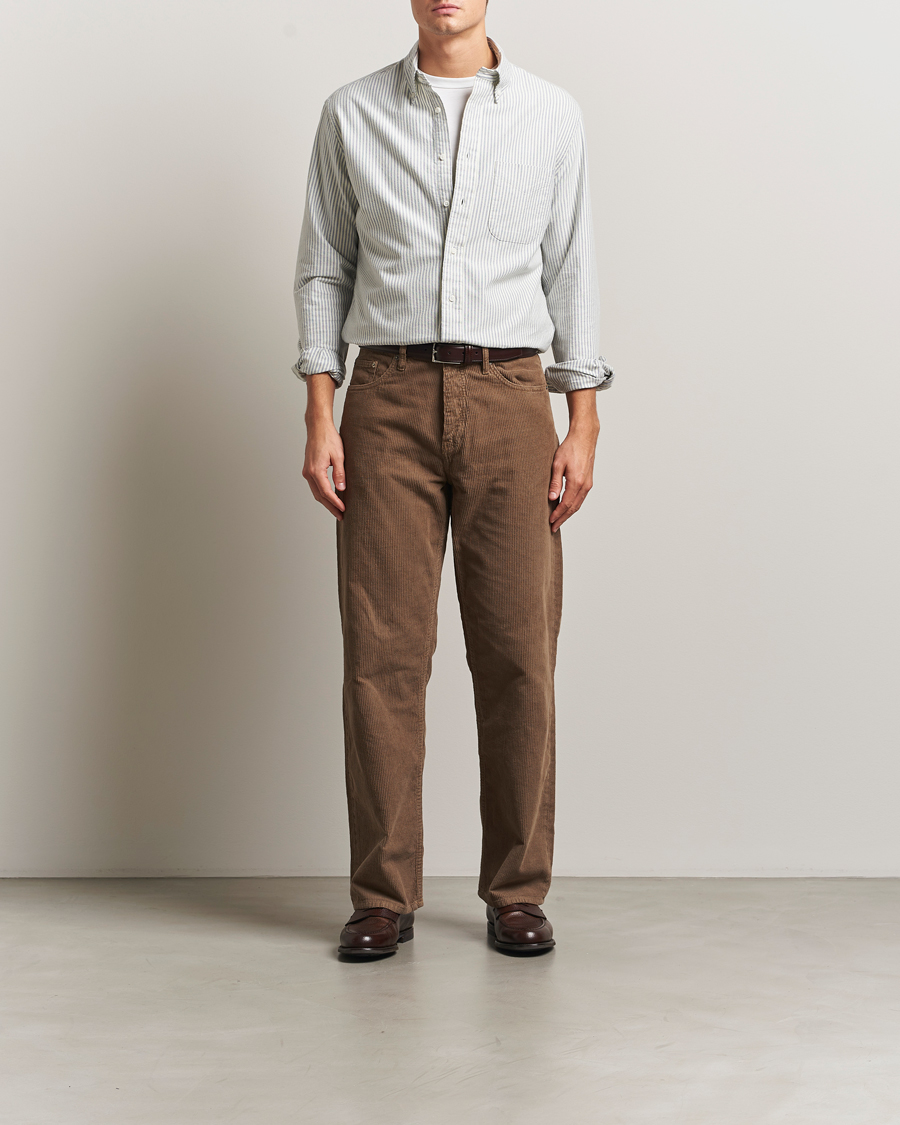 Herre | Skjorter | Gitman Vintage | Brushed Oxford Button Down Shirt Blue Stripe