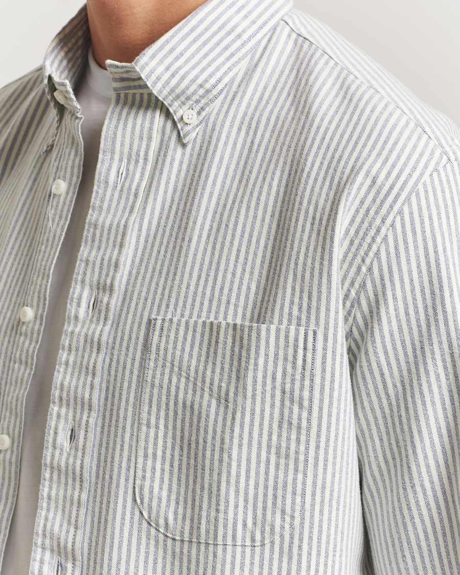 Herre | Skjorter | Gitman Vintage | Brushed Oxford Button Down Shirt Blue Stripe