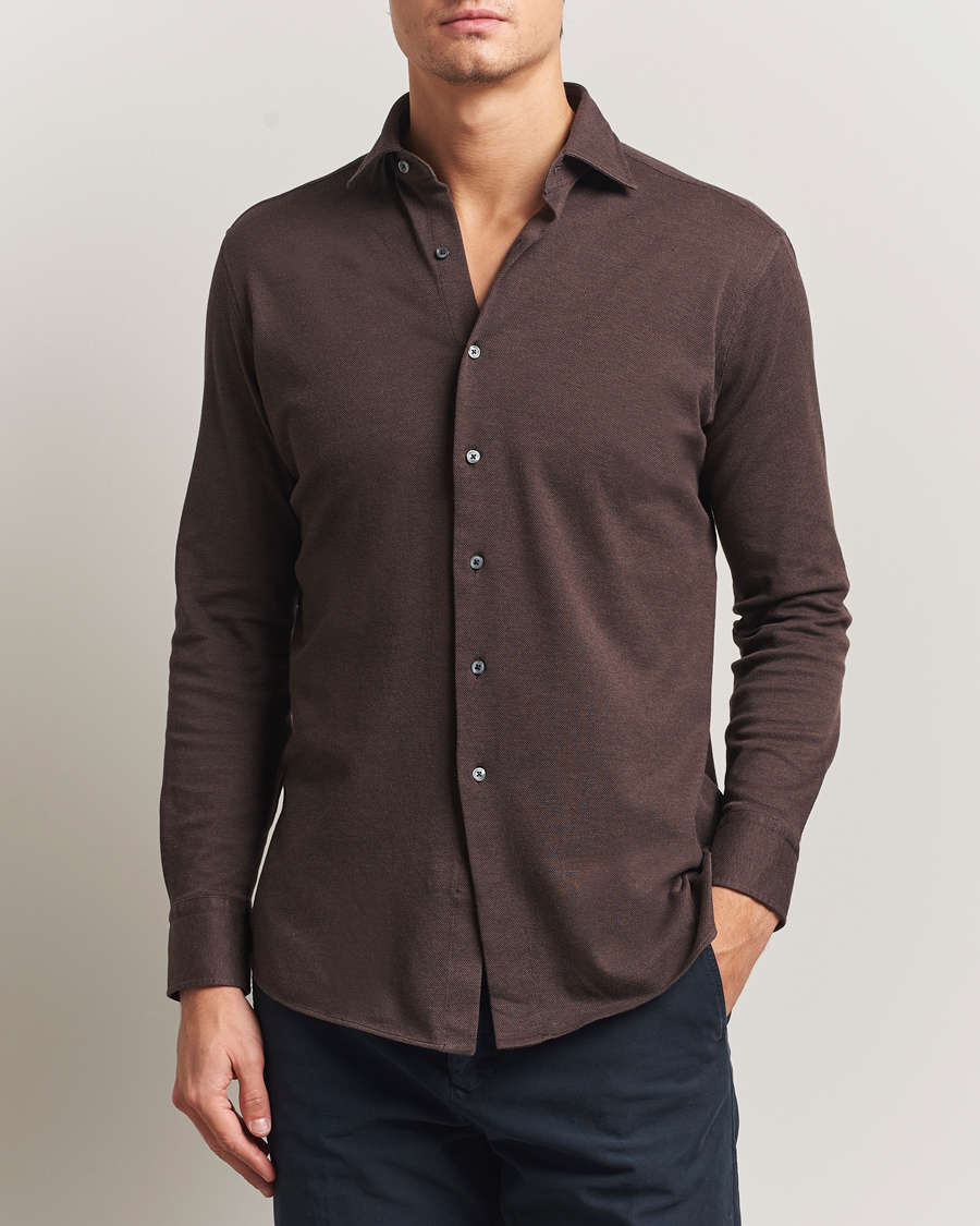 Herre | Skjorter | Grigio | Cotton Jersey Shirt Dark Brown