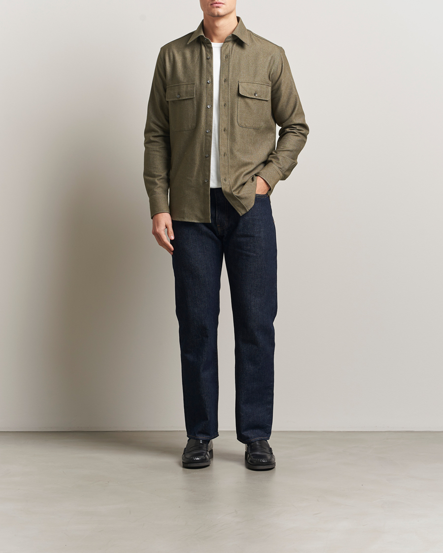 Herre | Skjorter | Grigio | Heavy Twill Overshirt Military