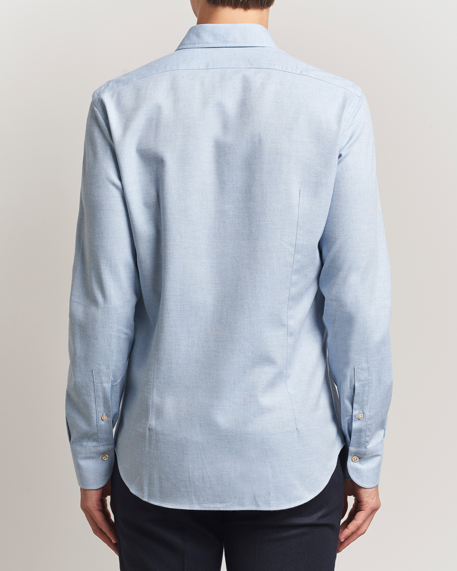 Herre | Skjorter | Grigio | Washed Flannel Shirt Light Blue