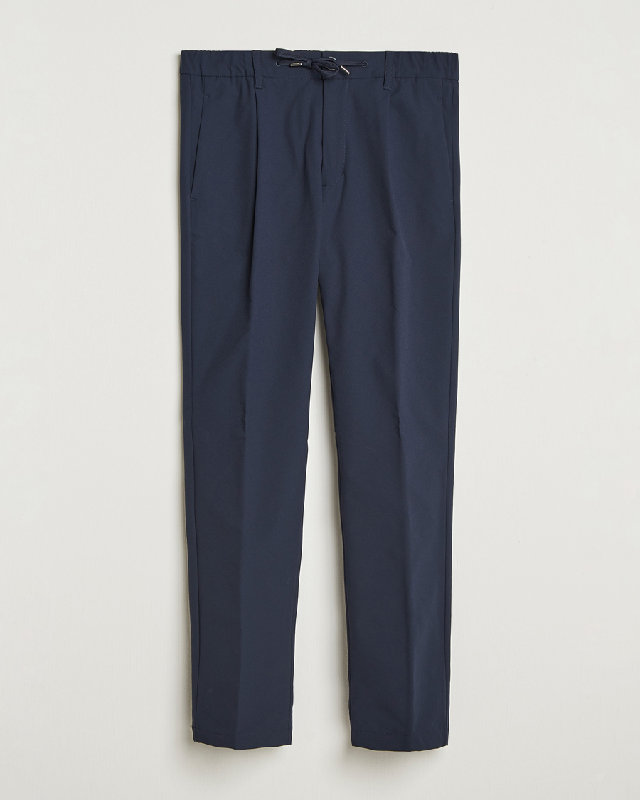 Herre | Bukser | Herno | Pleated Technical Cotton Trousers Navy