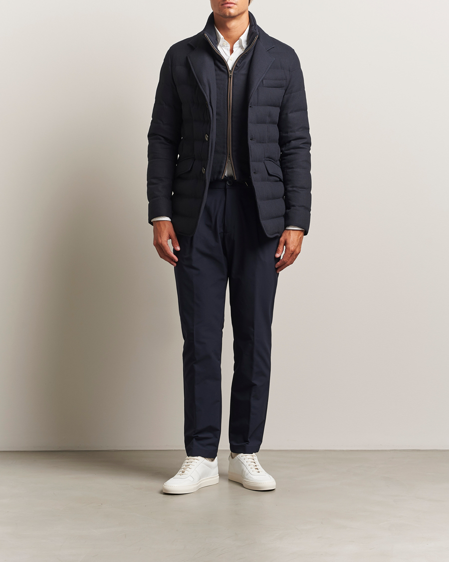 Herre | Bukser | Herno | Pleated Technical Cotton Trousers Navy