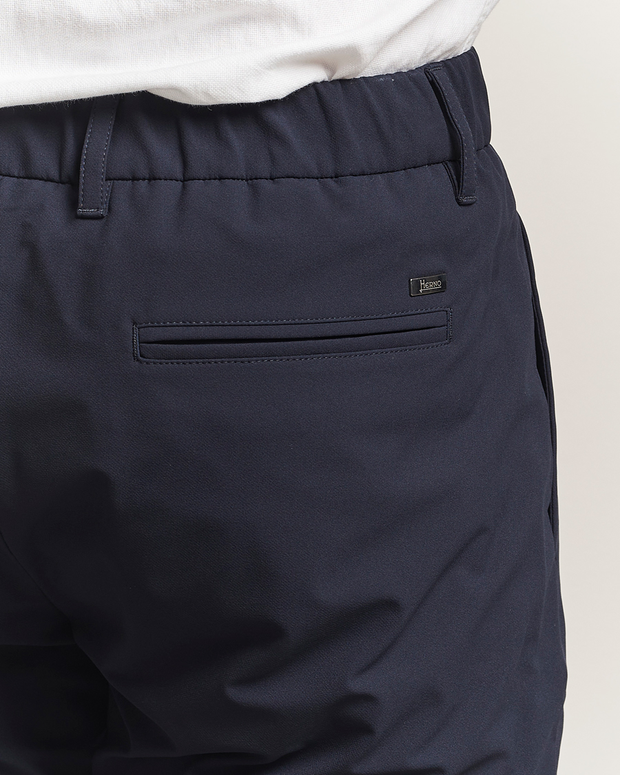Herre | Bukser | Herno | Pleated Technical Cotton Trousers Navy