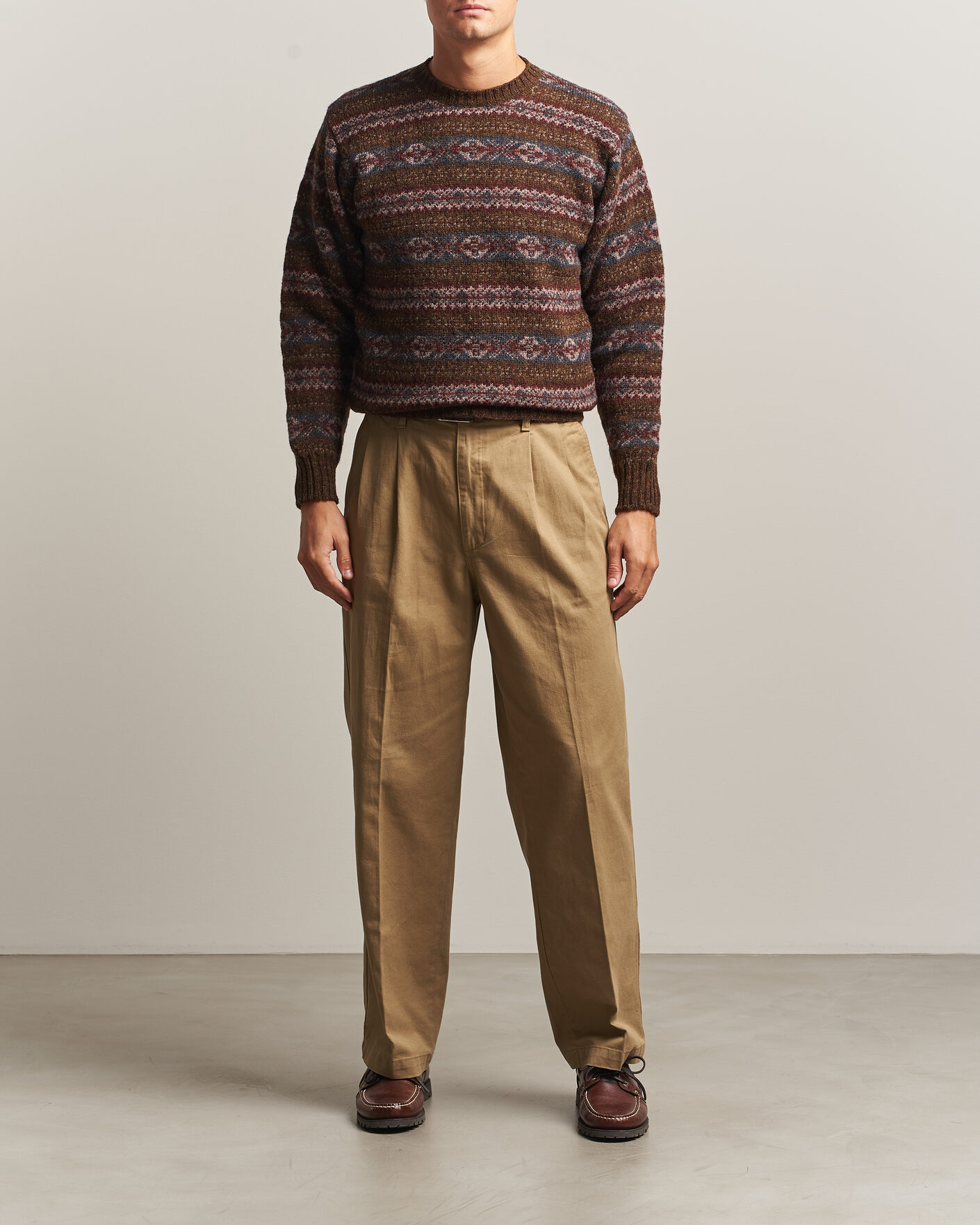 Herre | Gensere | Jamieson's of Shetland | Jamiesons Of Shetland All Over Fair Isle Pullover Crew Neck Moss Green