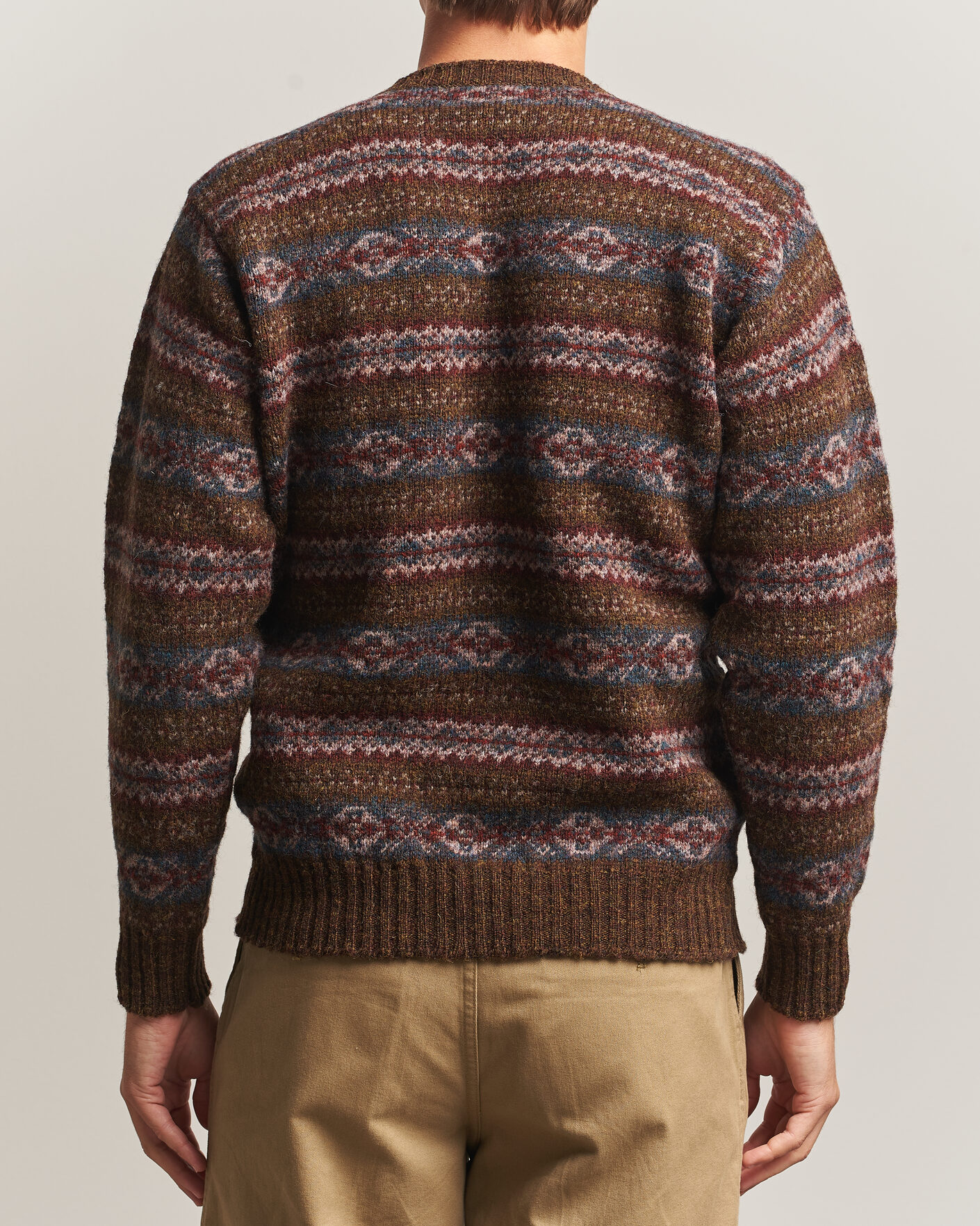 Herre | Gensere | Jamieson's of Shetland | Jamiesons Of Shetland All Over Fair Isle Pullover Crew Neck Moss Green