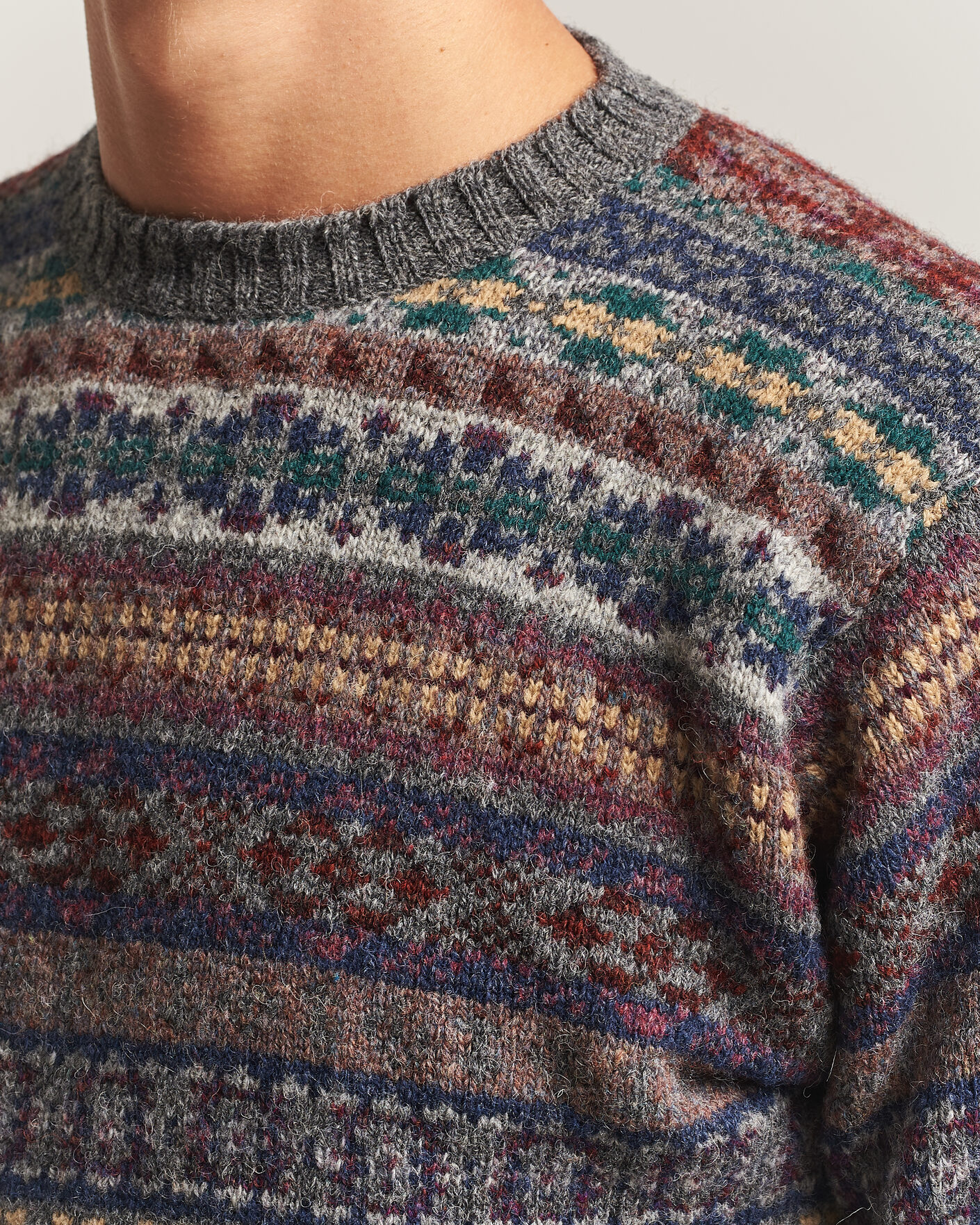 Herre | Gensere | Jamieson's of Shetland | Jamiesons Of Shetland All Over Fair Isle Pullover Crew Neck Multi
