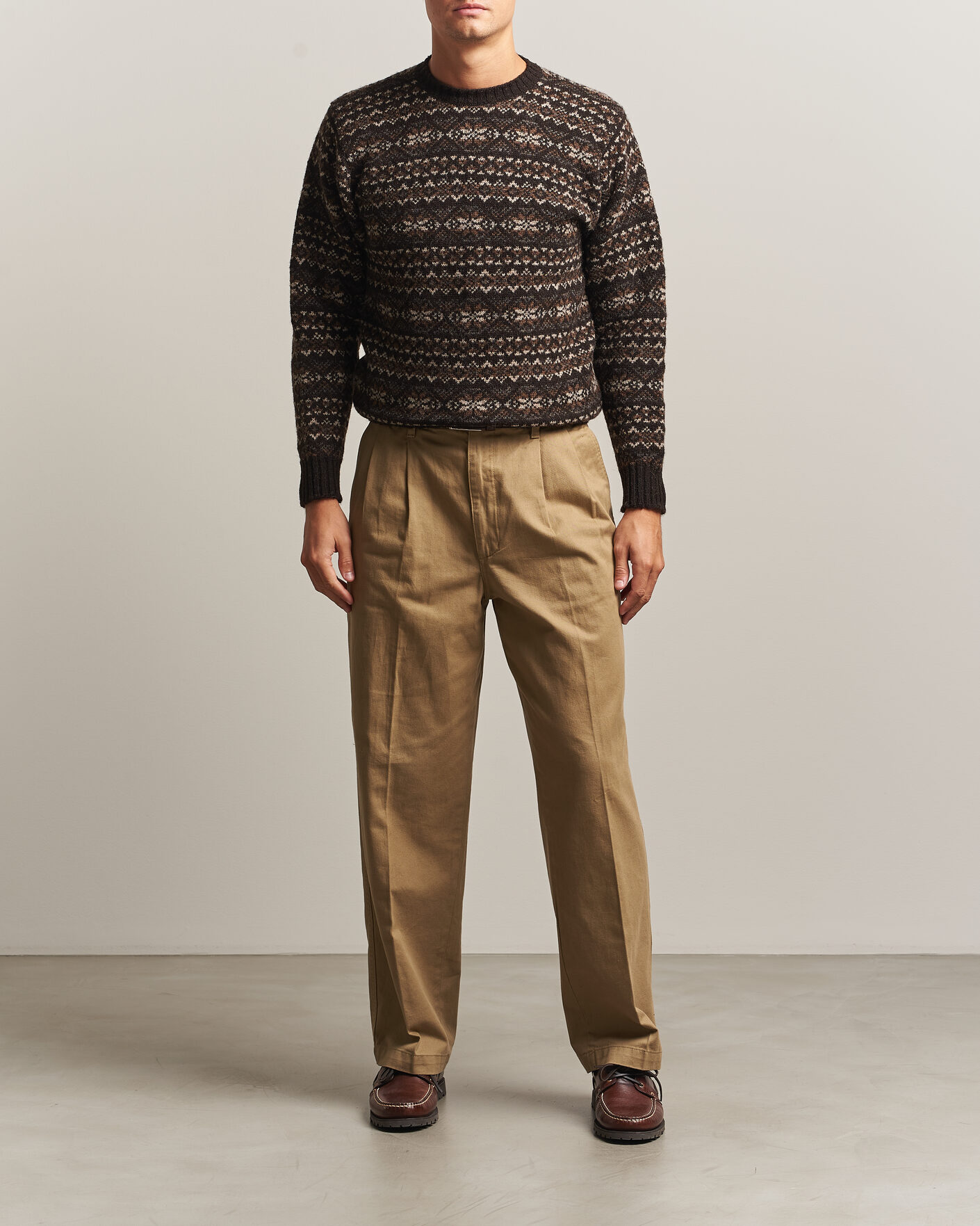 Herre | Gensere | Jamieson's of Shetland | Jamiesons Of Shetland All Over Fair Isle Pullover Crew Neck Dark Brown
