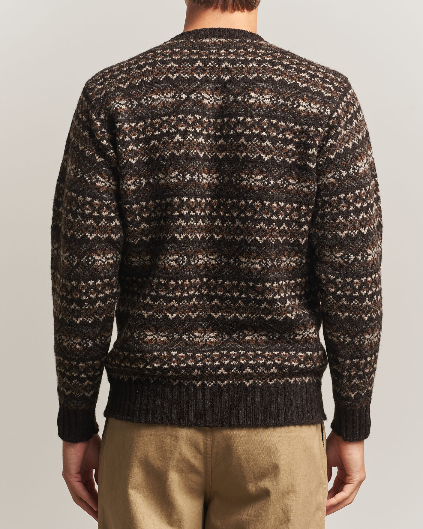 Herre | Gensere | Jamieson's of Shetland | Jamiesons Of Shetland All Over Fair Isle Pullover Crew Neck Dark Brown