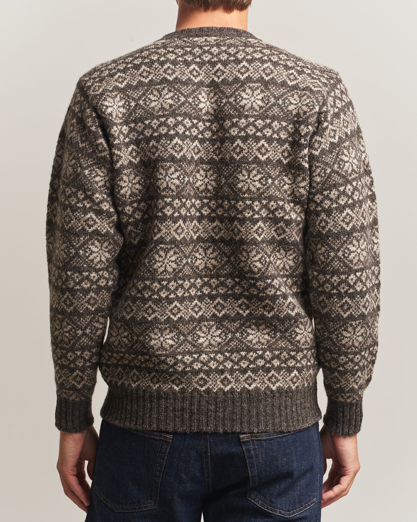 Herre | Gensere | Jamieson's of Shetland | Jamiesons Of Shetland All Over Fair Isle Pullover Crew Neck Grey