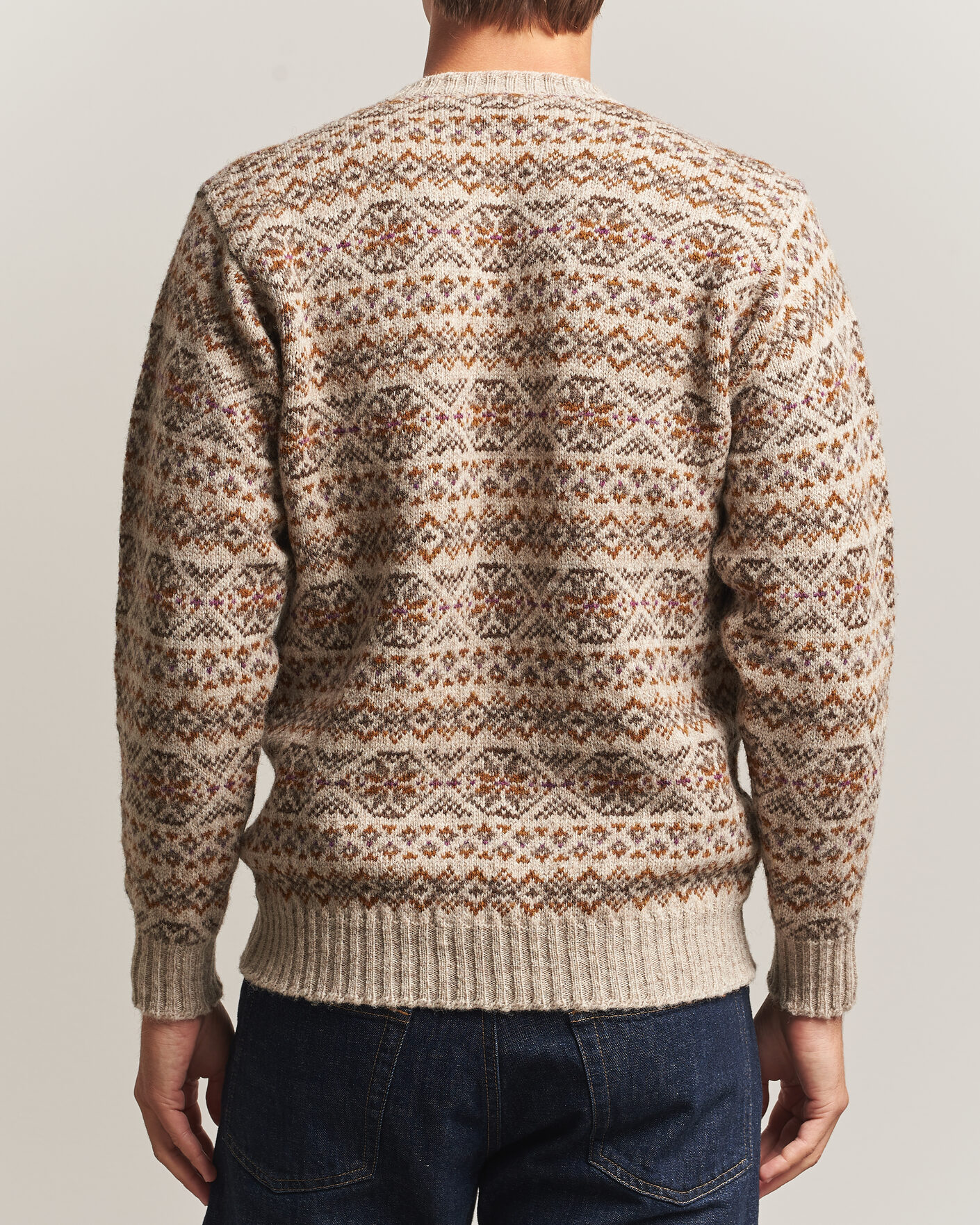 Herre | Gensere | Jamieson's of Shetland | Jamiesons Of Shetland All Over Fair Isle Pullover Crew Neck Natural