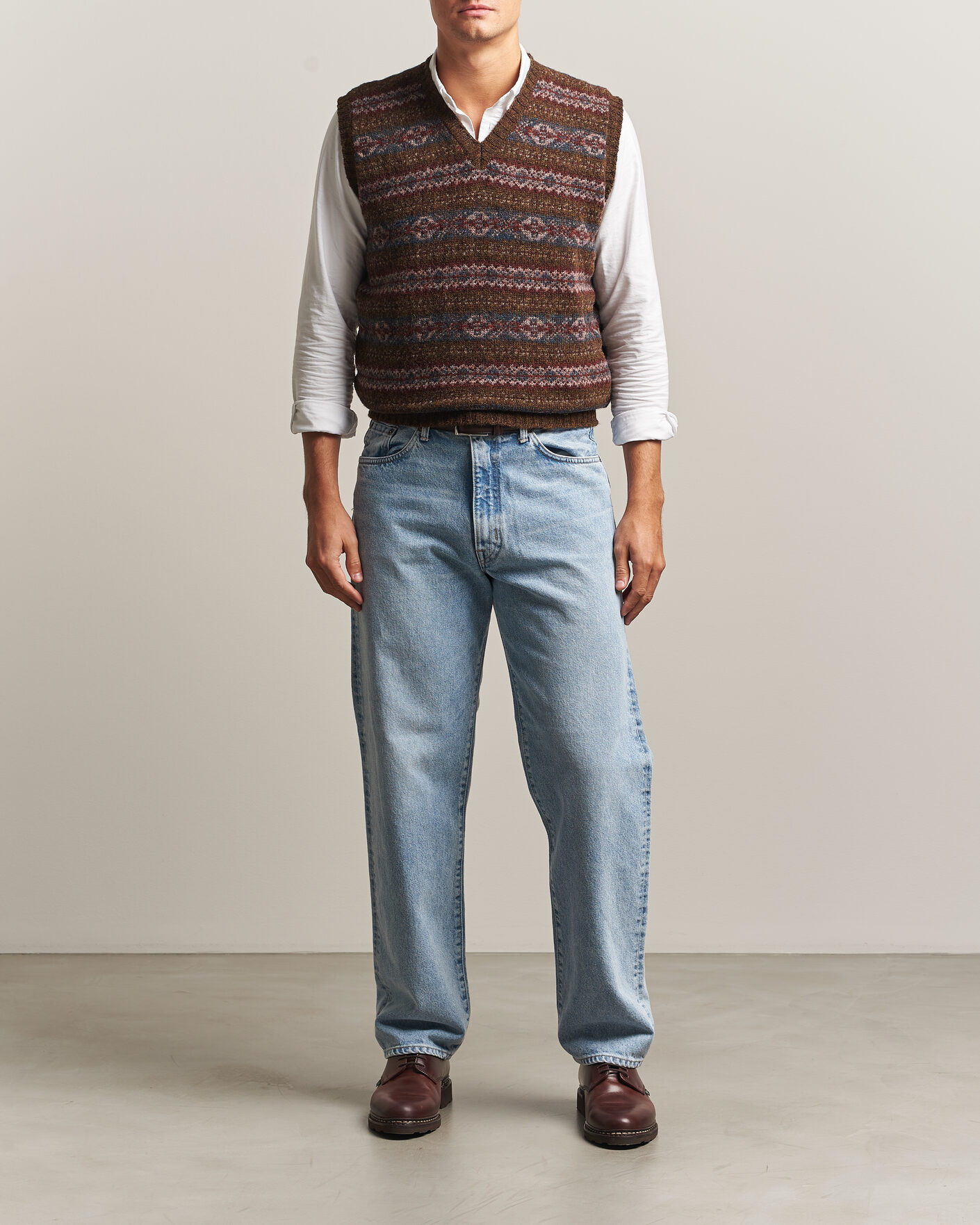 Herre | Gensere | Jamieson's of Shetland | Jamiesons Of Shetland All Over Fair Isle Slipover Moss Green