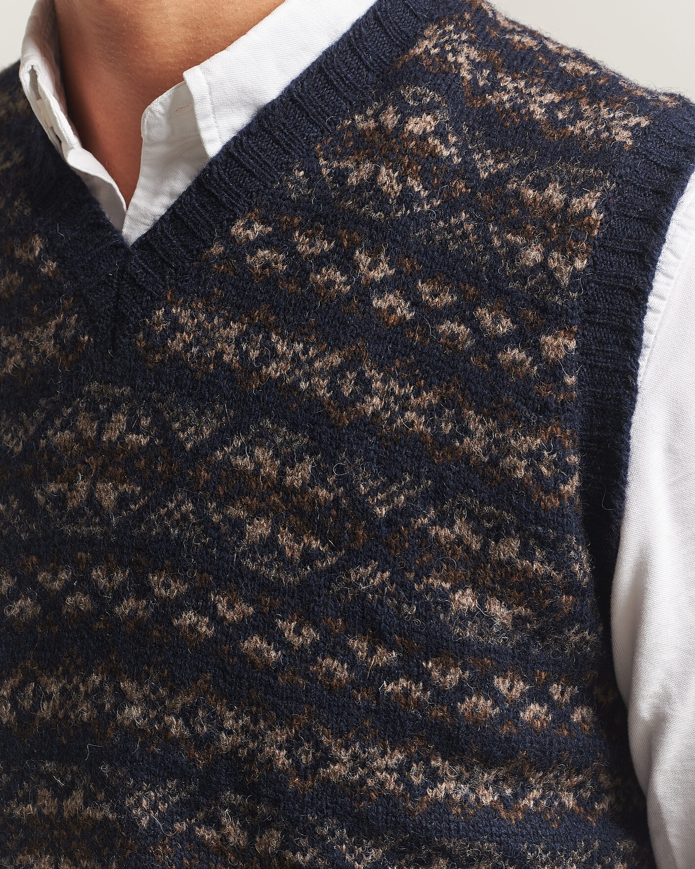 Herre | Gensere | Jamieson's of Shetland | Jamiesons Of Shetland All Over Fair Isle Slipover Navy