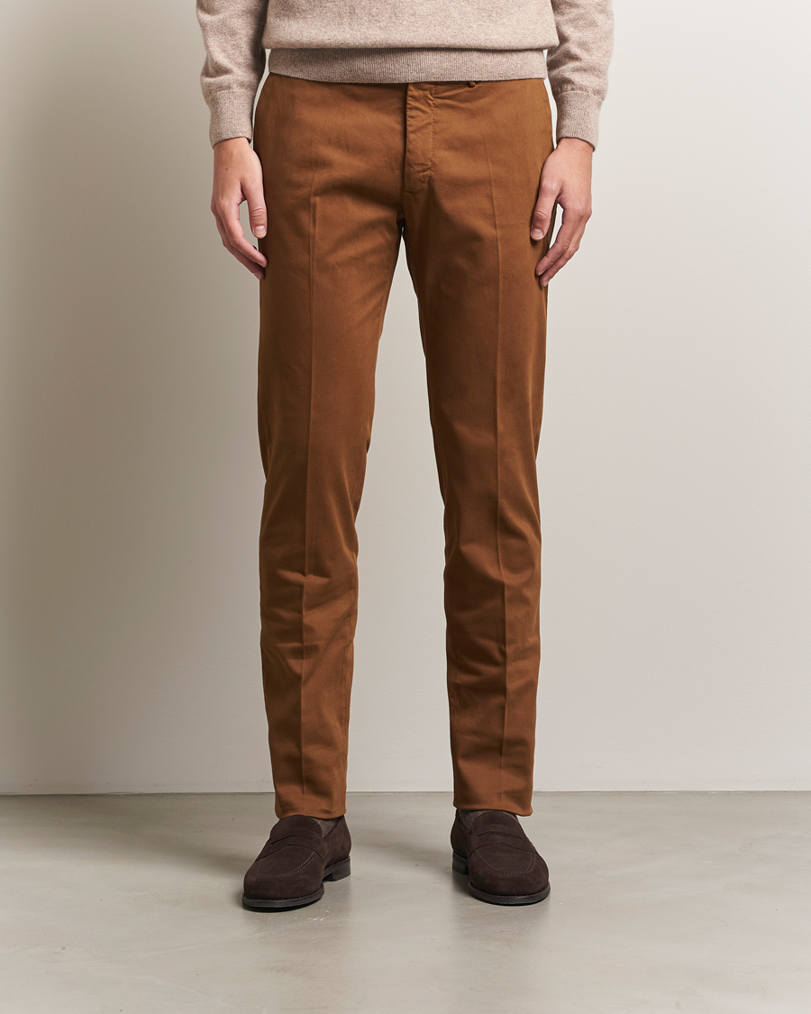 Herre | Bukser | Incotex | Slim Fit Cotton Stretch Chinos Brown