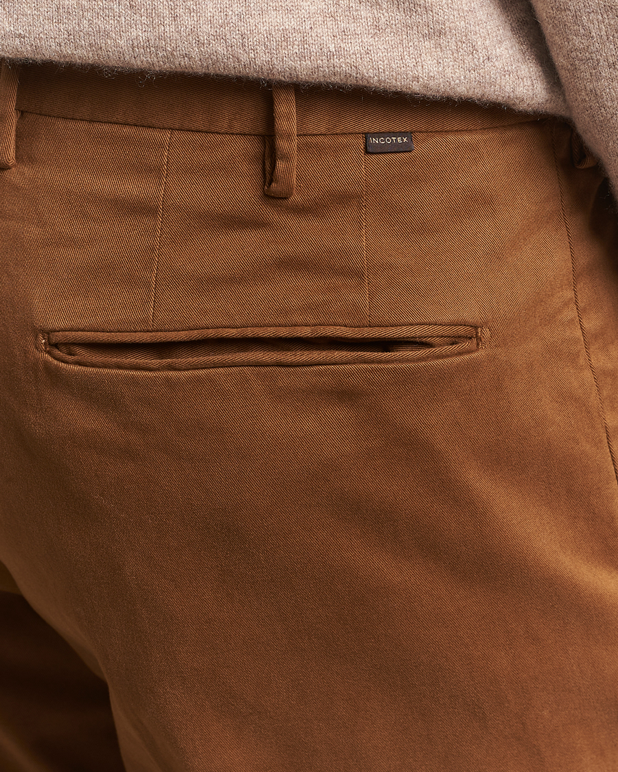 Herre | Bukser | Incotex | Slim Fit Cotton Stretch Chinos Brown