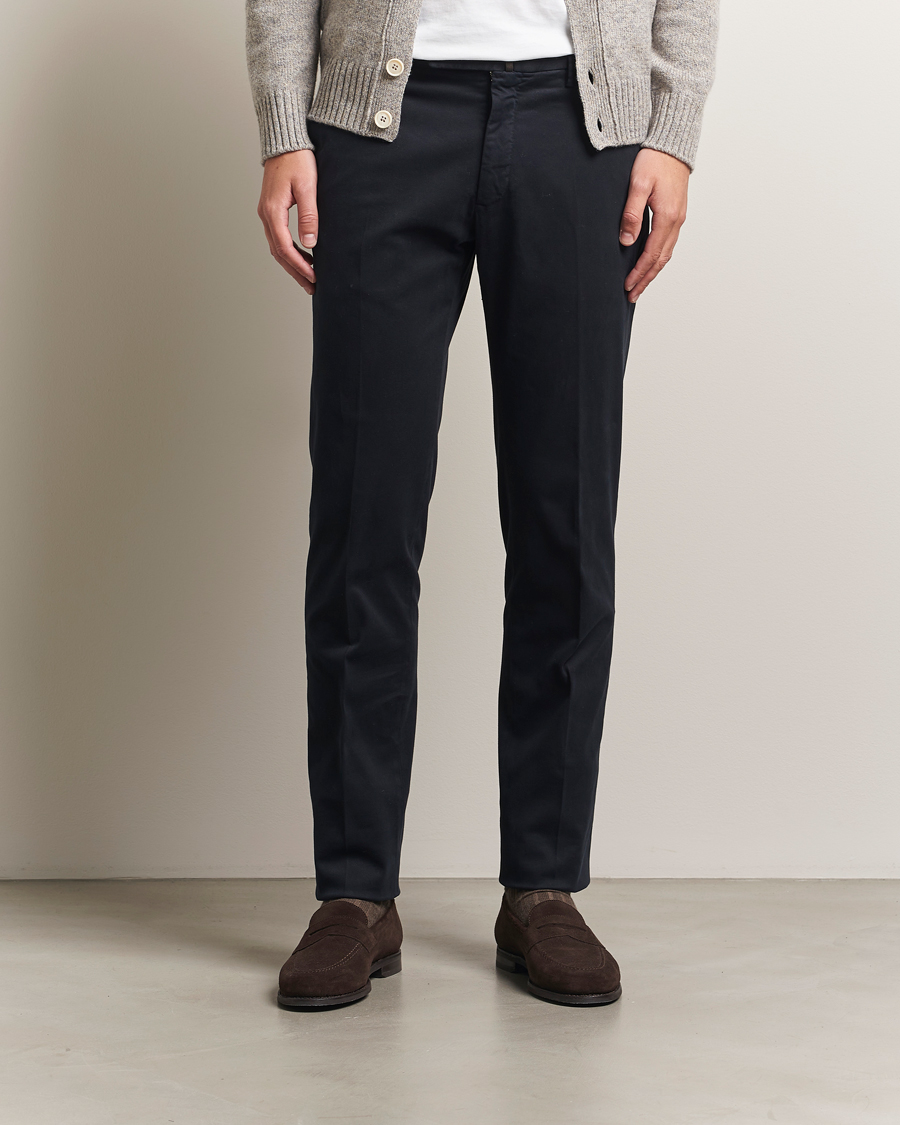 Herre | Bukser | Incotex | Slim Fit Cotton Stretch Chinos Navy