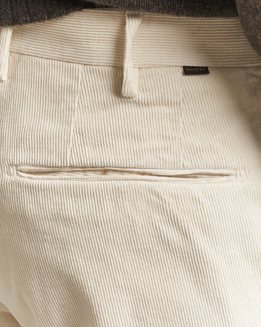 Herre | Bukser | Incotex | Slim Fit Baby Corduroy Trousers Off White