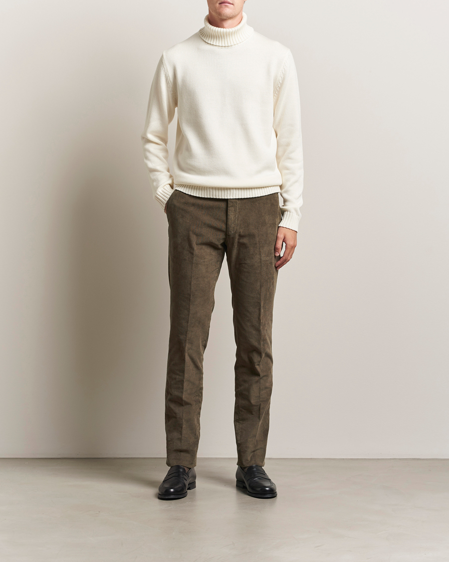 Herre | Bukser | Incotex | Slim Fit Baby Corduroy Trousers Taupe