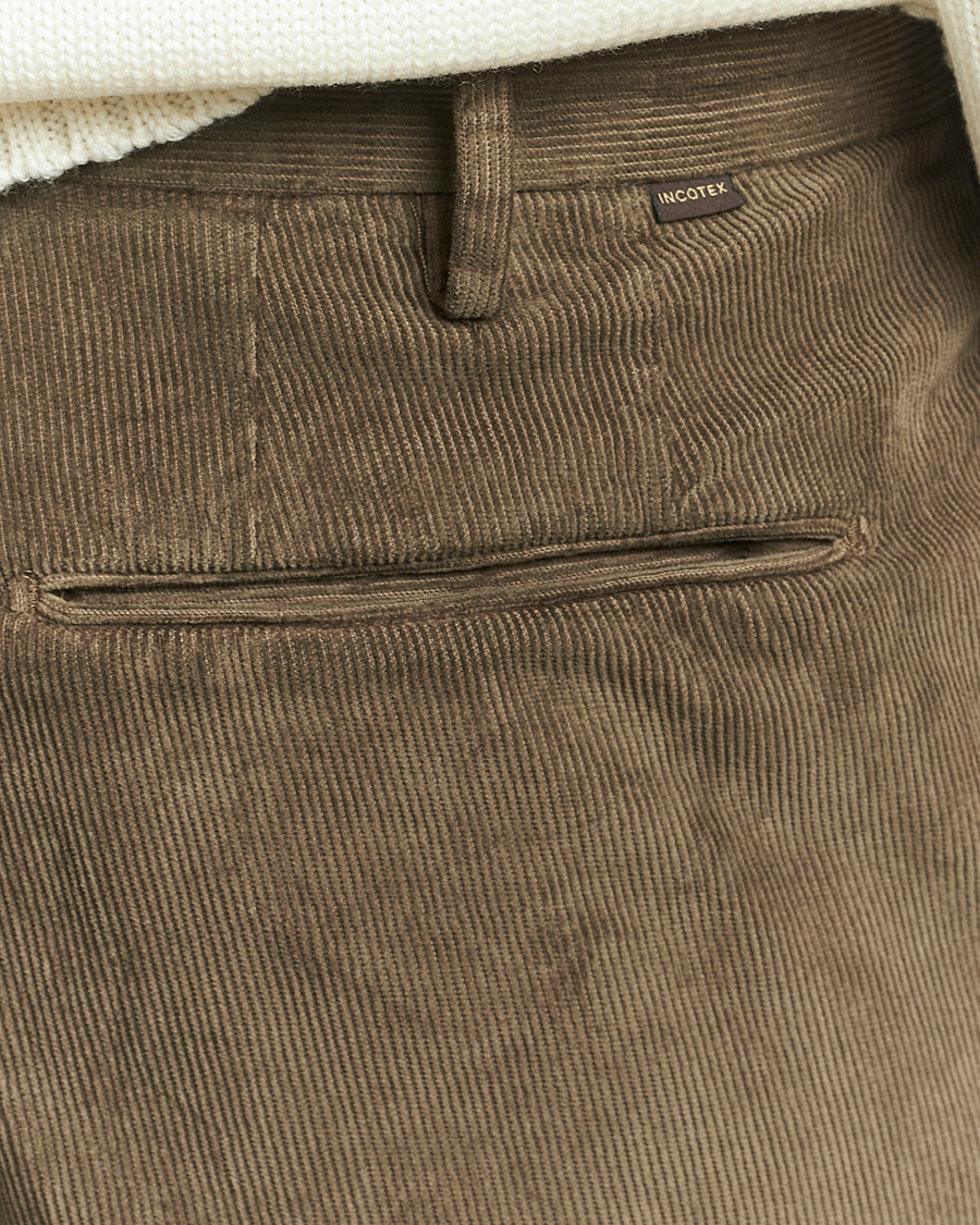Herre | Bukser | Incotex | Slim Fit Baby Corduroy Trousers Taupe