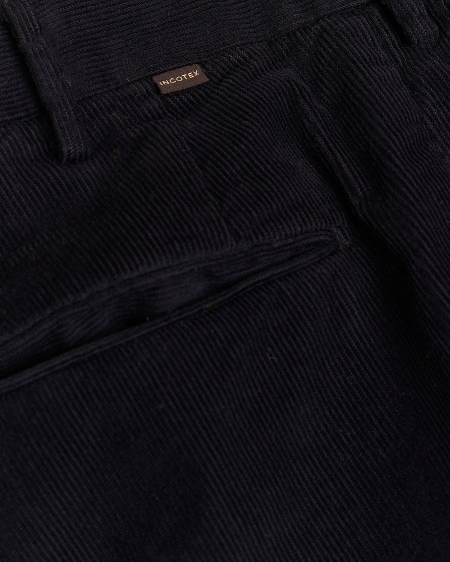Herre | Bukser | Incotex | Slim Fit Baby Corduroy Trousers Navy