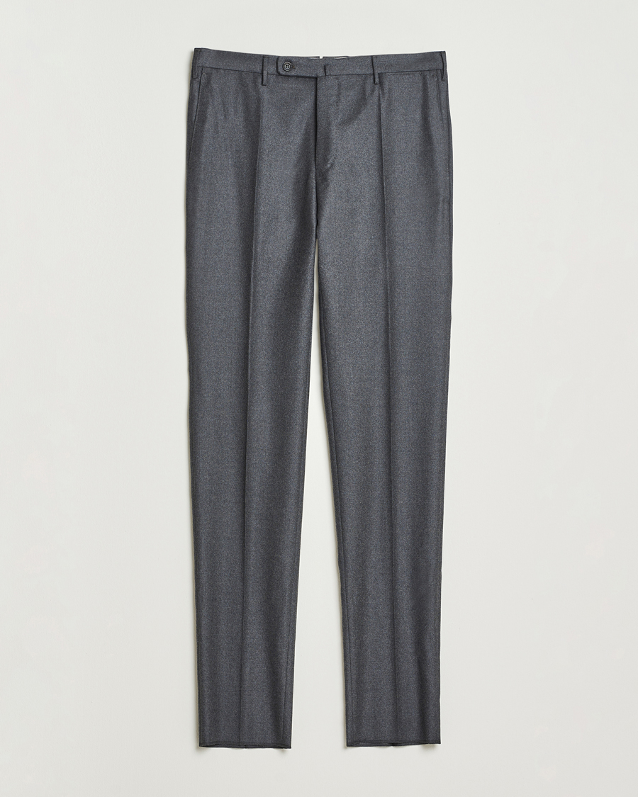 Herre | Bukser | Incotex | Regular Fit Worsted Flannel Trousers Grey Melange