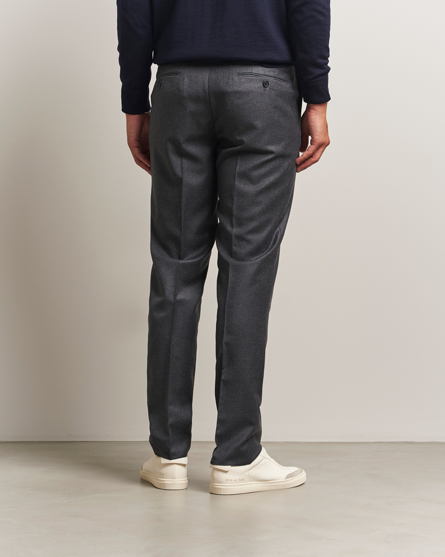 Herre | Bukser | Incotex | Regular Fit Worsted Flannel Trousers Grey Melange
