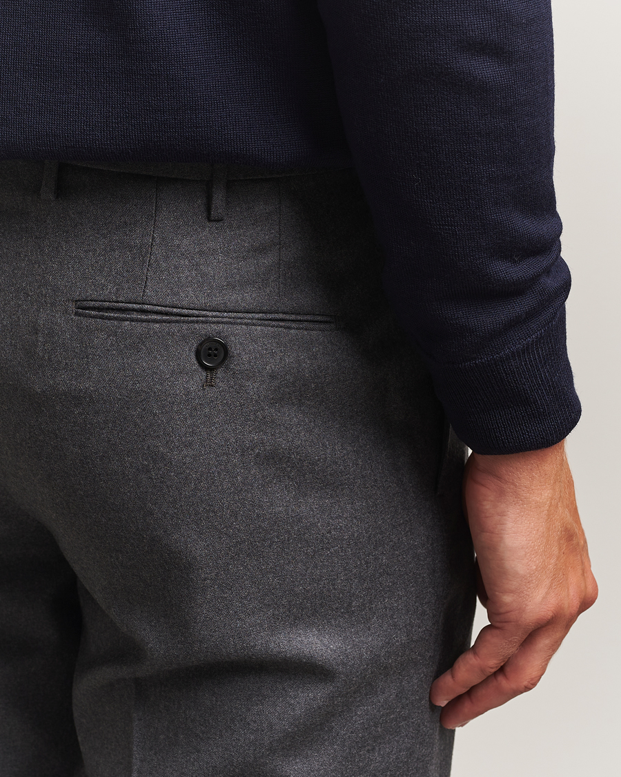 Herre | Bukser | Incotex | Regular Fit Worsted Flannel Trousers Grey Melange